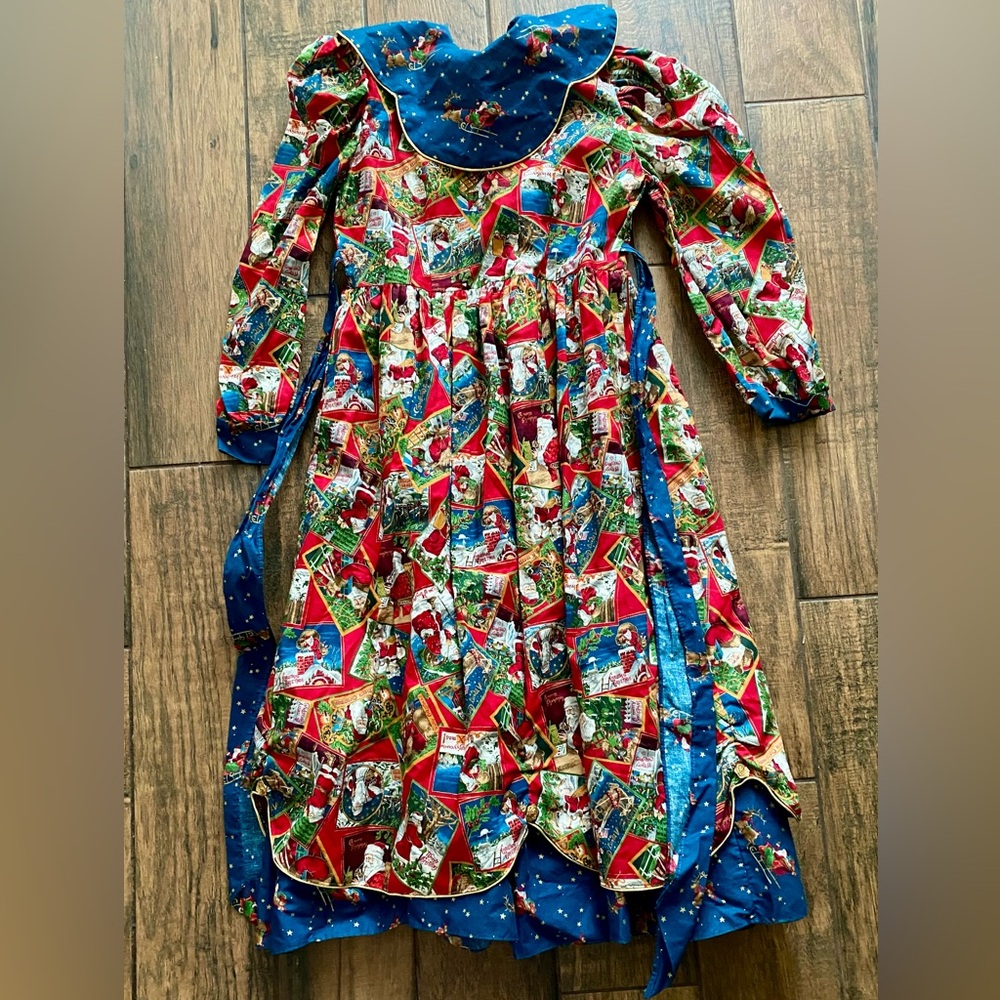 Vintage Christmas holiday printed girls dress